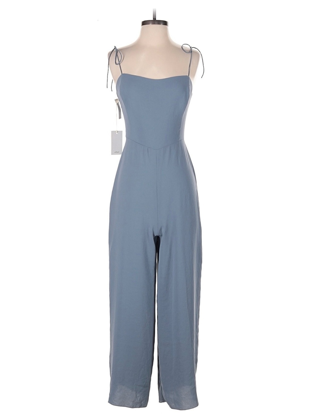 Aritzia Blue Tie-Shoulder Wide-Leg Jumpsuit